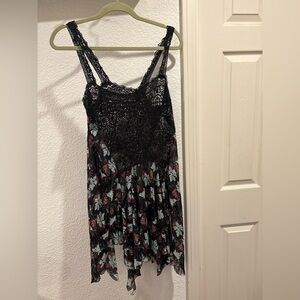 Free People Intimately Black and Floral Lace Dress